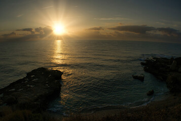 Landscape at sunrise next to the Mediterranean Sea in Vinaroz