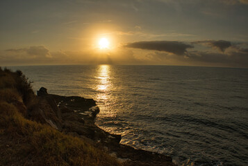 Obraz premium Landscape at sunrise next to the Mediterranean Sea in Vinaroz