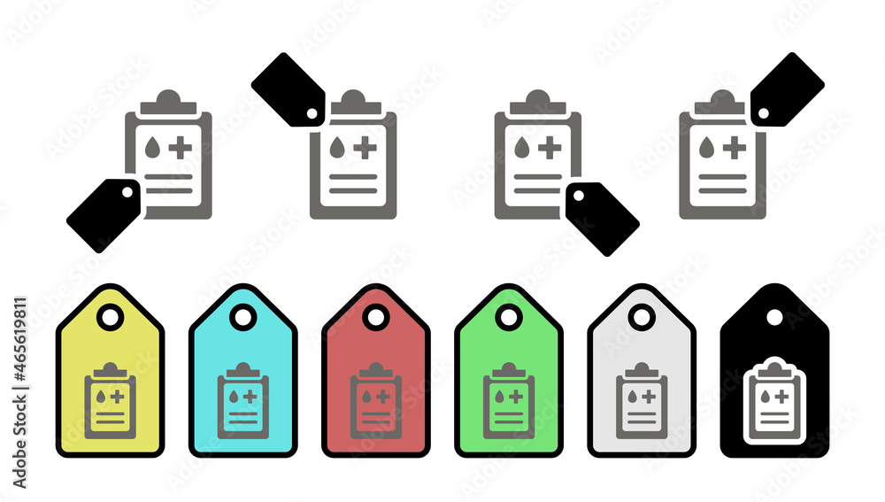 Poster health report vector icon in tag set illustration for ui and ux, website or mobile application
