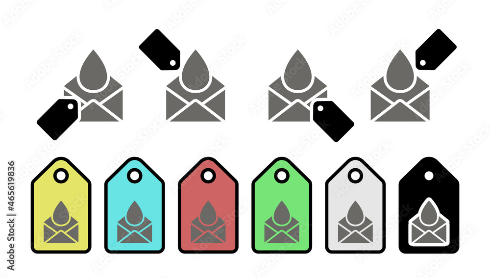 Poster envelope vector icon in tag set illustration for ui and ux, website or mobile application