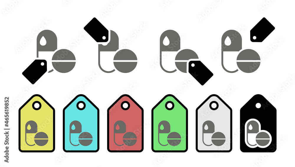 Poster pill vector icon in tag set illustration for ui and ux, website or mobile application