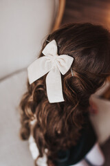 bows on the hair of the girl. girl