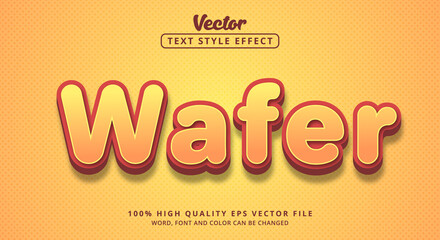 Wafer text with soft color on bold style, Editable text effect