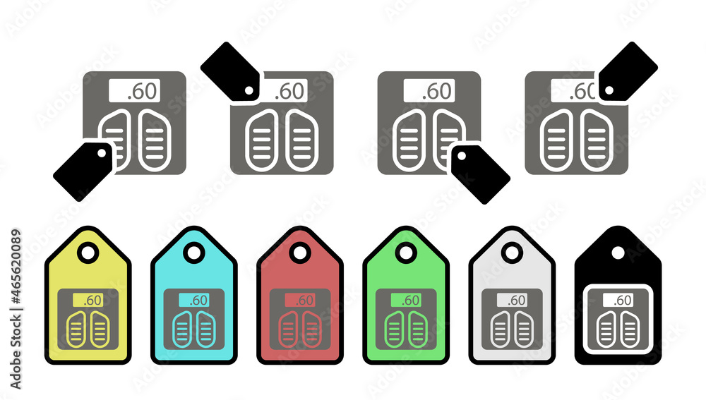 Poster weight vector icon in tag set illustration for ui and ux, website or mobile application
