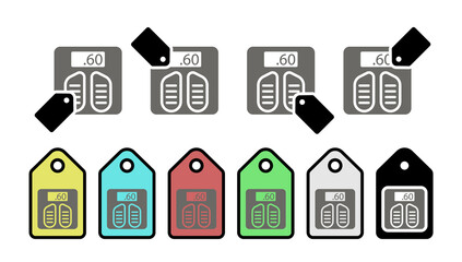 Weight vector icon in tag set illustration for ui and ux, website or mobile application 