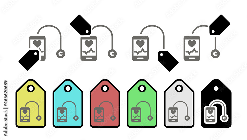 Poster stethoscope vector icon in tag set illustration for ui and ux, website or mobile application