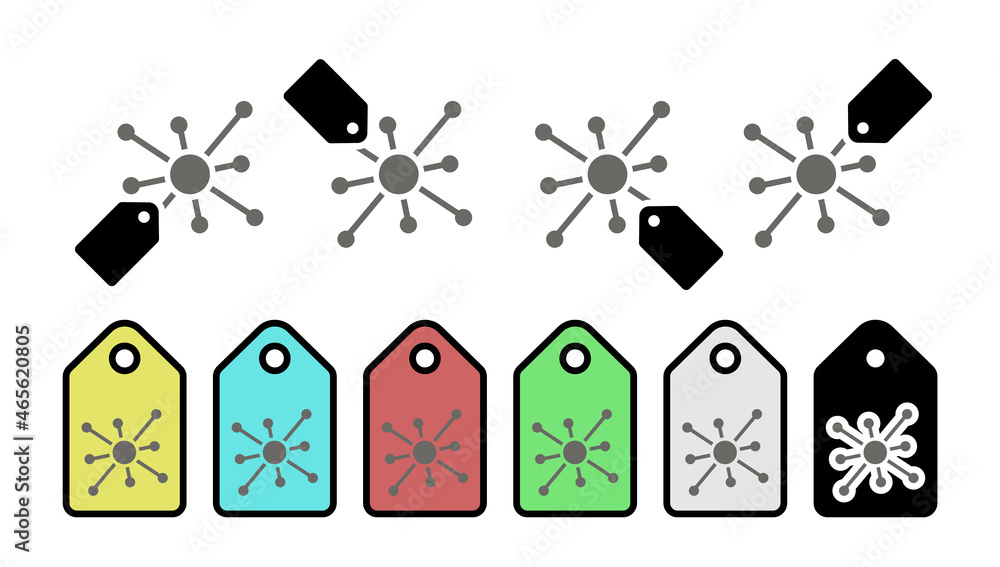Poster molecule vector icon in tag set illustration for ui and ux, website or mobile application
