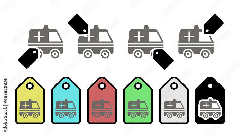 Aufkleber ambulance vector icon in tag set illustration for ui and ux, website or mobile application