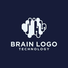 Brain technology logo design digital brain logo template set of brain logotype abstract dots and lines concept.