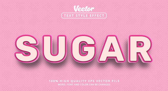 Sugar text with color pink style, Editable text effect