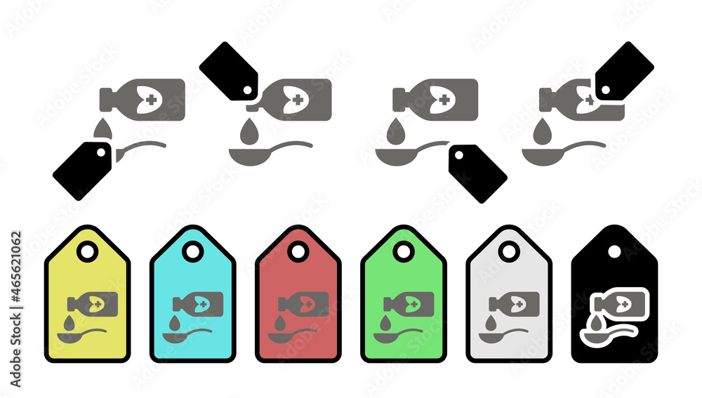 Poster cough syrup vector icon in tag set illustration for ui and ux, website or mobile application