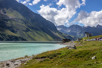 Silvretta mountain lake in Austria in Alps