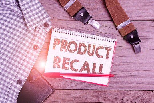 Text Sign Showing Product Recall. Business Overview Request By A Company To Return The Product Due To Some Issue Presenting New Proper Work Attire Designs, Displaying Formal Office Clothes