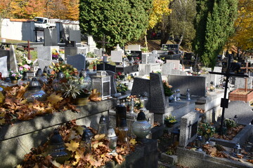 Cmentarz, groby, wszystkich świętych, pamięć, znicze, 