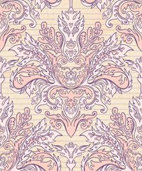 Vintage ornate background in baroque style. Seamless pattern. Wallpaper, textile design. Elegant floral ornament. Vector illustration.