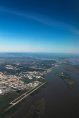 Aerial view of Tagus River in Portugal