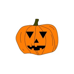 Halloween pumpkin. Pumpkin on white background. Orange pumpkin with smile for the holiday Halloween. Carved Halloween pumpkin. Jack o lantern.