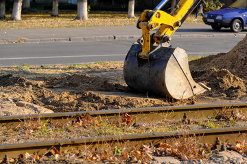 Fototapeta premium Replacement of old tram tracks