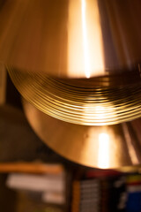 Obraz premium Many shiny percussion cymbals stacked