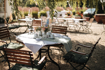Beautiful wedding location and table decoration