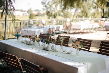 Beautiful wedding location and table decoration