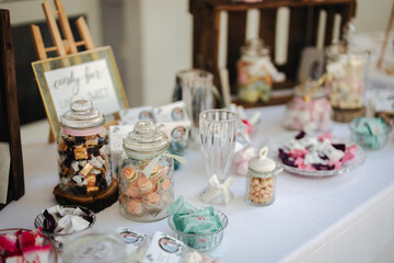 Beautiful candy bar at a wedding