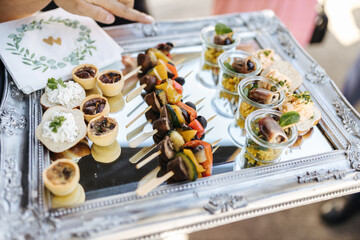 Delicious appetizers at a buffet close-up