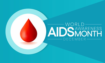 Fototapeta premium Aids awareness month is observed every year in December, This day brings attention to the growing number of people living long and full lives with HIV and to their health and social needs. Vector art
