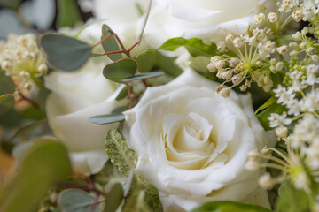 White flower bouquet close up