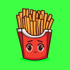 cute french fries character vector