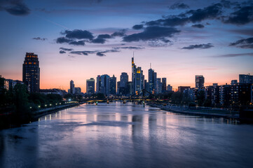 Sonnenuntergang Frankfurter Skyline Finanzzentrum Banken Hochh&auml;user