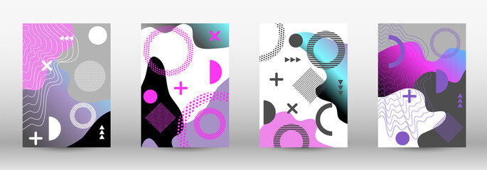 Modern memphis background set covers, great design for any purposes. Colorful trendy illustration. Colorful geometric background design. Creative vector banner illustration.