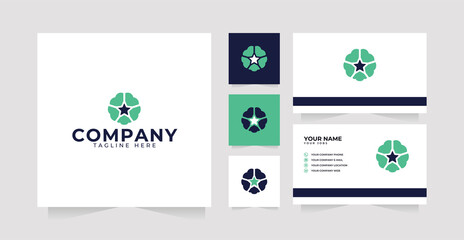 Brain star logo design inspiration with pillar logo luxury design and business card