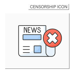 News blackout color icon. Disabling mass media. Blocking media due to dissemination of false information.Censorship concept. Isolated vector illustration