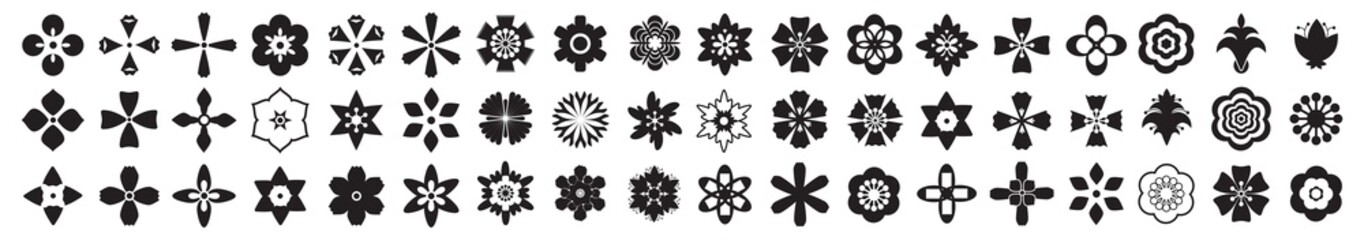 Flower icon set, flowers symbols with daisy sign