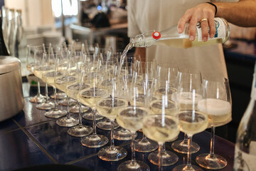 Drinks at a wedding reception close-up