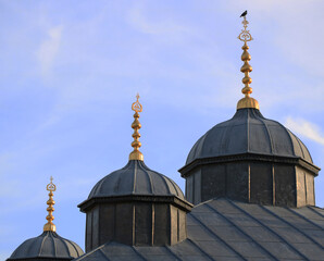 Fototapeta na wymiar Islamic domes of Istanbul. Small domes of Fountain of Ahmed III in Istanbul, Turkey.