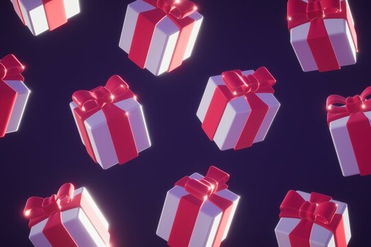 Christmas Background Image - Giftboxes falling down from the top - Colorful and bright presents for Christmas day