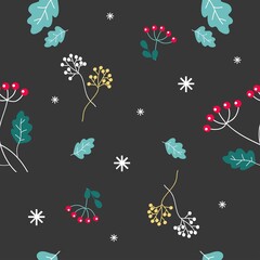 Christmas and New Year's seamless vector pattern. Dark background