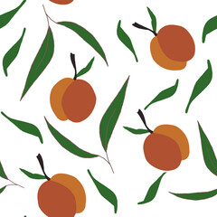 seamless pattern with peach and leaves