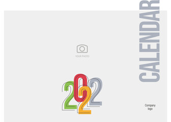 Calendar 2022 cover modern black light line condensed colorful typography landsape desk wall calendar starts monday creative idea design