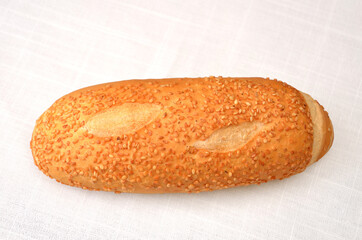 baguette bread isolated on the tablecloth