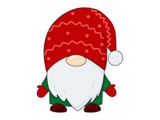 Christmas gnome. Christmas character for postcards. Scandinavian gnome.