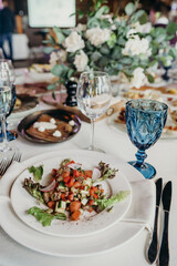 dinner at the restaurant and beautiful dishes