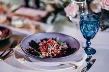 dinner at the restaurant and beautiful dishes