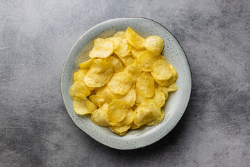 Crunchy potato chips. Potato crisps.