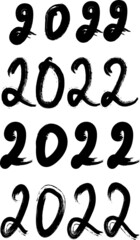 2022 figures drawn with a brush and vectorized, the symbol in numbers of the new year, can be used for covers, inscriptions, logo, calendar, etc.
