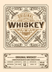 Whiskey label with old frames