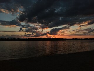 sunset over the river