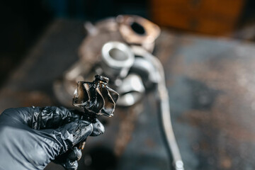 diagnostics and repair of a turbine of a car engine, a turbocharger.